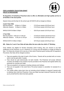 Fees Policy and Procedure - St. Augustines of Canterbury Preschool