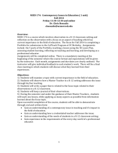 NSED 174: Contemporary Issues in Education ( 1 unit) Fall 2014
