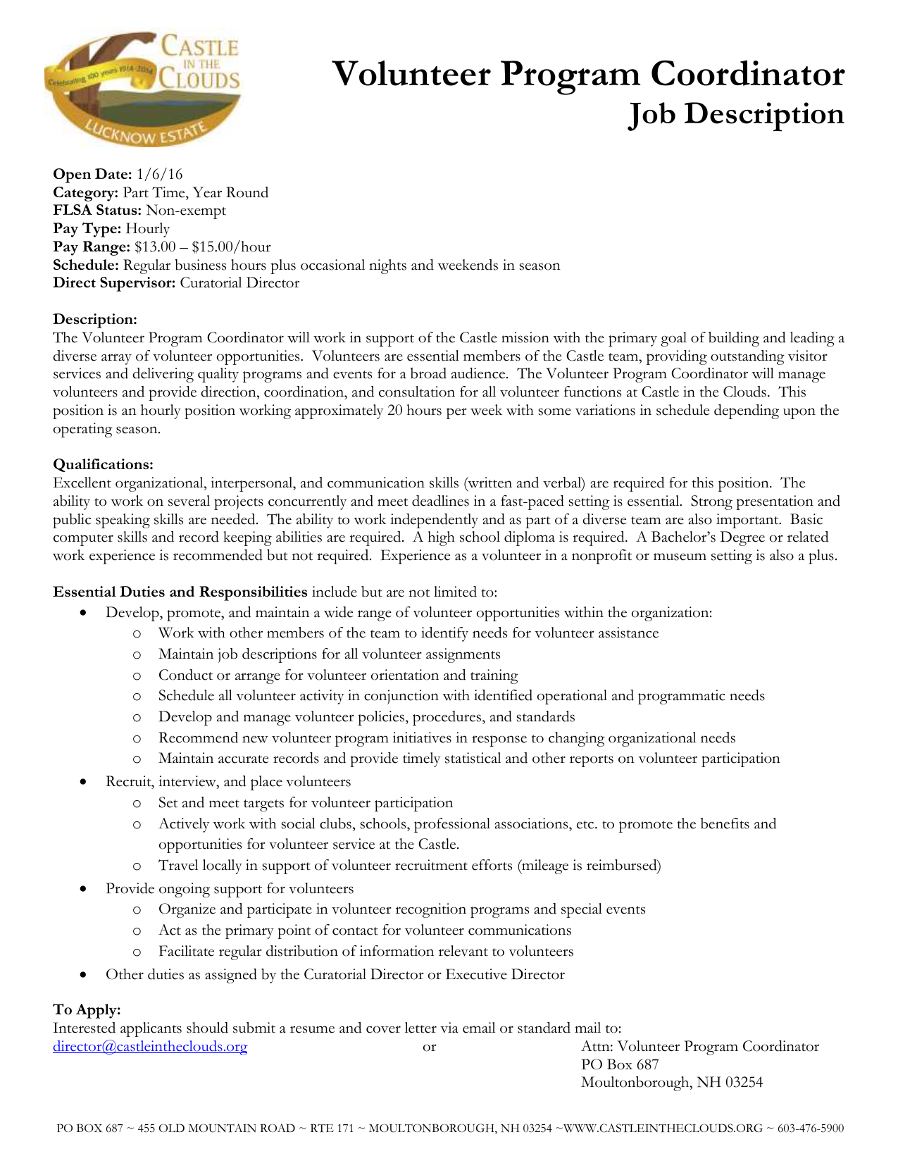 Program Coordinator Job Description Sample Classles Democracy