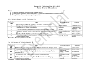 Exemplar - Research and Publication Plan