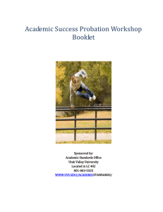 Academic Success Probation Workshop Booklet and resource list