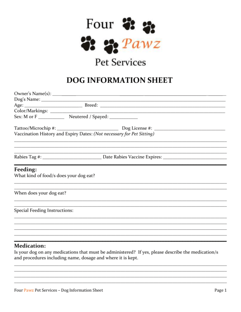 Printable Service Dog Papers