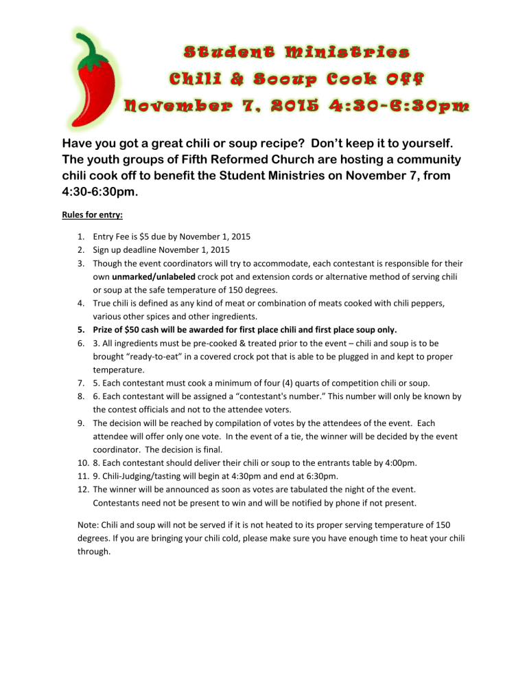 Chili Cook Off Rules