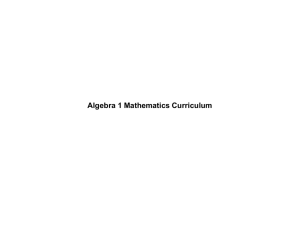 Algebra 1 Mathematics Curriculum Northview High School Common
