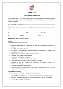 Birthday Party Booking Agreement