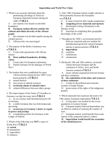 Imperialism and WWI Quiz