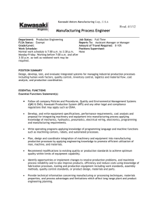 20130401 Manufacturing Process Engineer position with Kawasaki