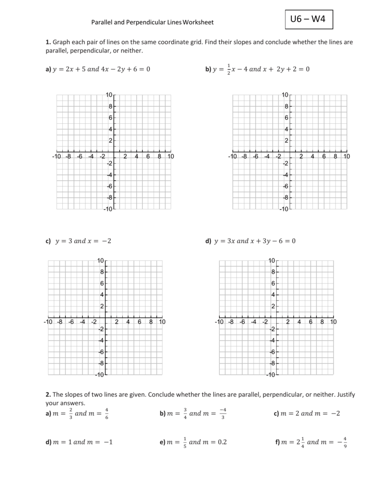 U25 – W25 Parallel and Perpendicular Lines Worksheet 25. Graph each For Slope Of A Line Worksheet