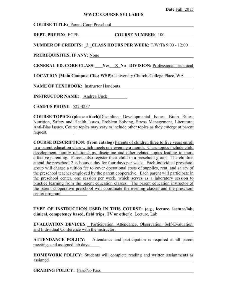 View Syllabus Walla Walla Community College