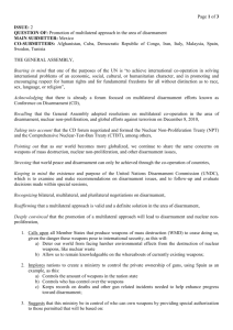Page of 3 ISSUE: 2 QUESTION OF: Promotion of multilateral
