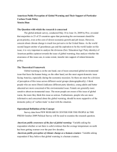 American Public Perception of Global Warming and Their Support of