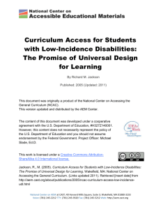 Curriculum Access for Students with Low