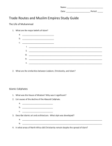 Name: Date: Period: _____ Trade Routes and Muslim Empires