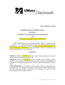 MOU Template - University of Massachusetts Dartmouth