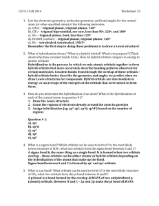 CH 115 Fall 2014Worksheet 13 List the electronic geometry
