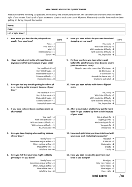 OXFORD HIP SCORE QUESTIONNAIRE Please answer the