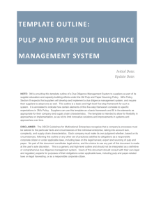 TEMPLATE outline: Pulp and Paper Due diligence