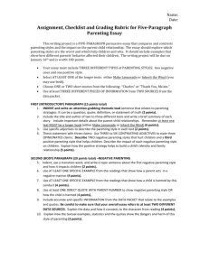 Parenting Essay Assignment: Checklist & Rubric