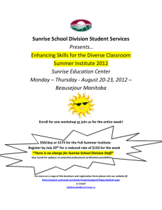 Sunrise Summer Institute 2012 Session Information and Registration