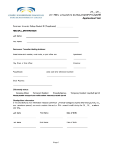 Application Form - Dominican University College