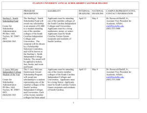 Scholarship Calendar 2014-2015