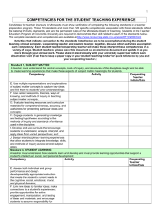 Competencies for the Student Teaching Experience