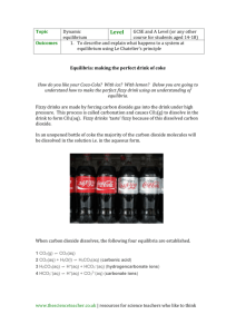 GCSE worksheet on the chemistry of cola and Le Chatelier`s principle