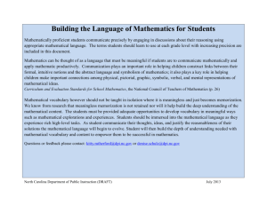 Building the Language of Mathematics for Students