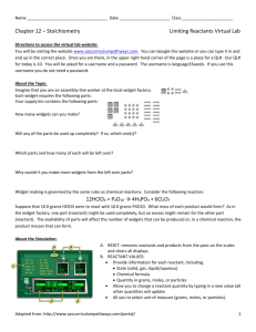 Name Date Class Chapter 12 – Stoichiometry Limiting Reactants