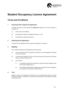 Student Occupancy Licence Agreement