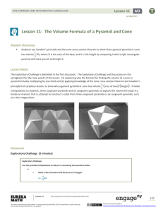 Lesson 11: The Volume Formula of a Pyramid and Cone