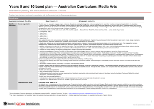 Years 9 and 10 band plan * Australian Curriculum: Media Arts
