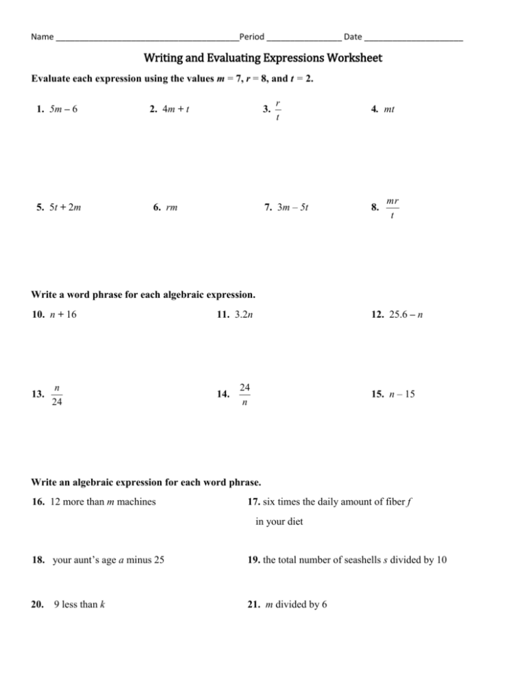 writing-and-evaluating-expressions-worksheet