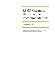 RPMS Pharmacy Best Practice Recommendations