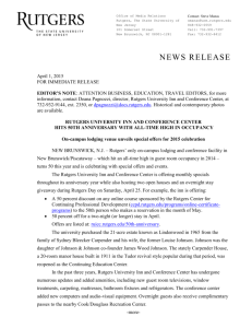 press release - Rutgers University Inn and Conference Center