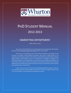 PhD Student Manual 2012-2013 - Wharton Marketing