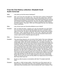 Oral History collection Elizabeth Scott audio transcript