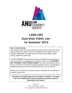 LAWS1205 Australian Public Law 1st Semester 2010