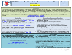 2014-2015 Curriculum Blueprint Grade: 4 Course: ELA District Unit