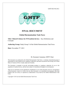 GHTF SG5 Clinical Evidence for IVD Medical Devices