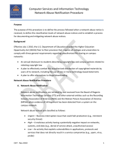 CSIT Network Abuse Notification Procedure draft