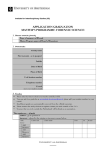 Application form diploma master Forensic Science