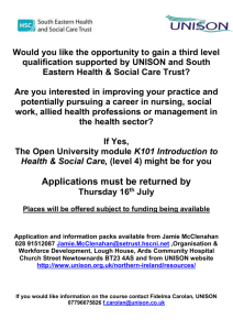 In partnership with UNISON & South Eastern H&SC Trust