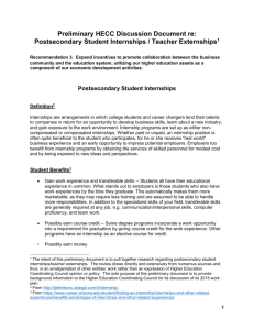Postsecondary Student Internships Teacher Externships