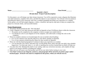 Spanish 1, Unit 3 Mi Aula Ideal - Project Task