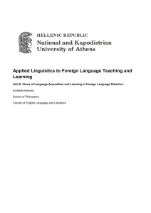 Views of Language Acquisition and Learning in Foreign Language