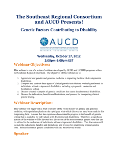 Genetic Factors Contributing to Disability Wednesday, October 17