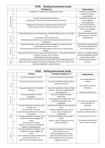 RTSA assessment criteria