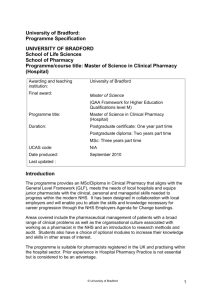 Master of Science in Clinical Pharmacy (Hospital)