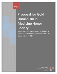 Proposal for Gold Humanism in Medicine Honor Society